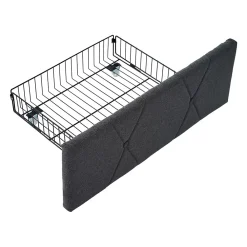 Gutent Lit adulte lit 160x200 cm lit rembourré lit de rangement avec 4 tiroirs lit double lin gris* Lit Double