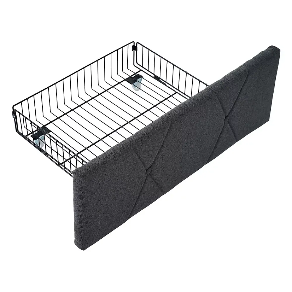 Gutent Lit adulte lit 160x200 cm lit rembourré lit de rangement avec 4 tiroirs lit double lin gris* Lit Double