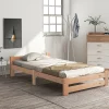 Lit adulte lit 90x200 cm lit sommier à lattes Single bois massif Neutral>Gutent New