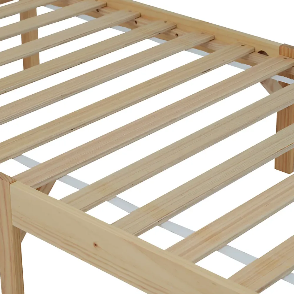 ProximaX Lit adulte simple en bois - cadre en pin avec tête de lit et sommier à lattes lit en MDF blanc + naturel - 90x200 cm* Lit Simple