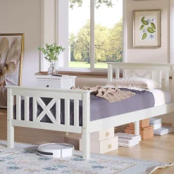 Blackcolors Lit Adulte Simple 90x200cm Bois Blanc* Tête De Lit