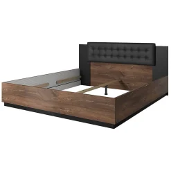 Lit adulte 140x200 Chene foncé et noir Collection FOX Sommier inclus>Meublorama New