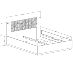 Lit adulte 160x200 Chene foncé et noir Collection FOX Sommier inclus><noscript><img width=