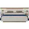 Gutent Lit adulte 160x200 cm, lit double avec chevets suspendus, led et prise usb type c, cadre en bois, chêne + blanc (sans matelas)* Lit Double