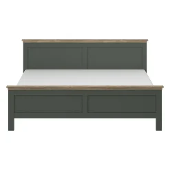 Meublorama Lit adulte 180x200 collection ASSIA. Coloris vert kaki et finitions aspect chene* Lit Double