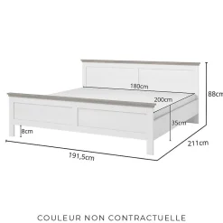 Lit adulte 180x200 collection ASSIA. Coloris vert kaki et finitions aspect chene.><noscript><img width=