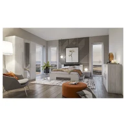 Meublorama Lit adulte 160x200 collection IRINA. Coloris gris clair et gris foncé* Lit Double