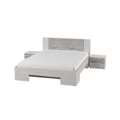 Meublorama Lit adulte 160x200 collection IRINA. Coloris gris clair et gris foncé* Lit Double