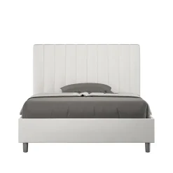 Lit Agueda en simili cuir blanc avec sommier tapissé 120x210>Ityhome Online
