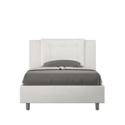 Ityhome Lit Annalisa en simili cuir blanc avec sommier tapissé 120x210* Lit Coffre