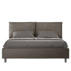 Ityhome Lit Antea avec sommier rembourré 160x210 simili cuir cappuccino* Lit Coffre
