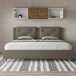 Ityhome Lit Appia avec sommier rembourré 180x190 en simili cuir cappuccino* Lit Coffre