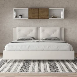 Ityhome Lit Appia en simili cuir blanc avec sommier tapissé 180x190* Lit Coffre