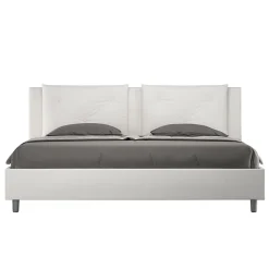 Ityhome Lit Appia en simili cuir blanc avec sommier tapissé 180x190* Lit Coffre