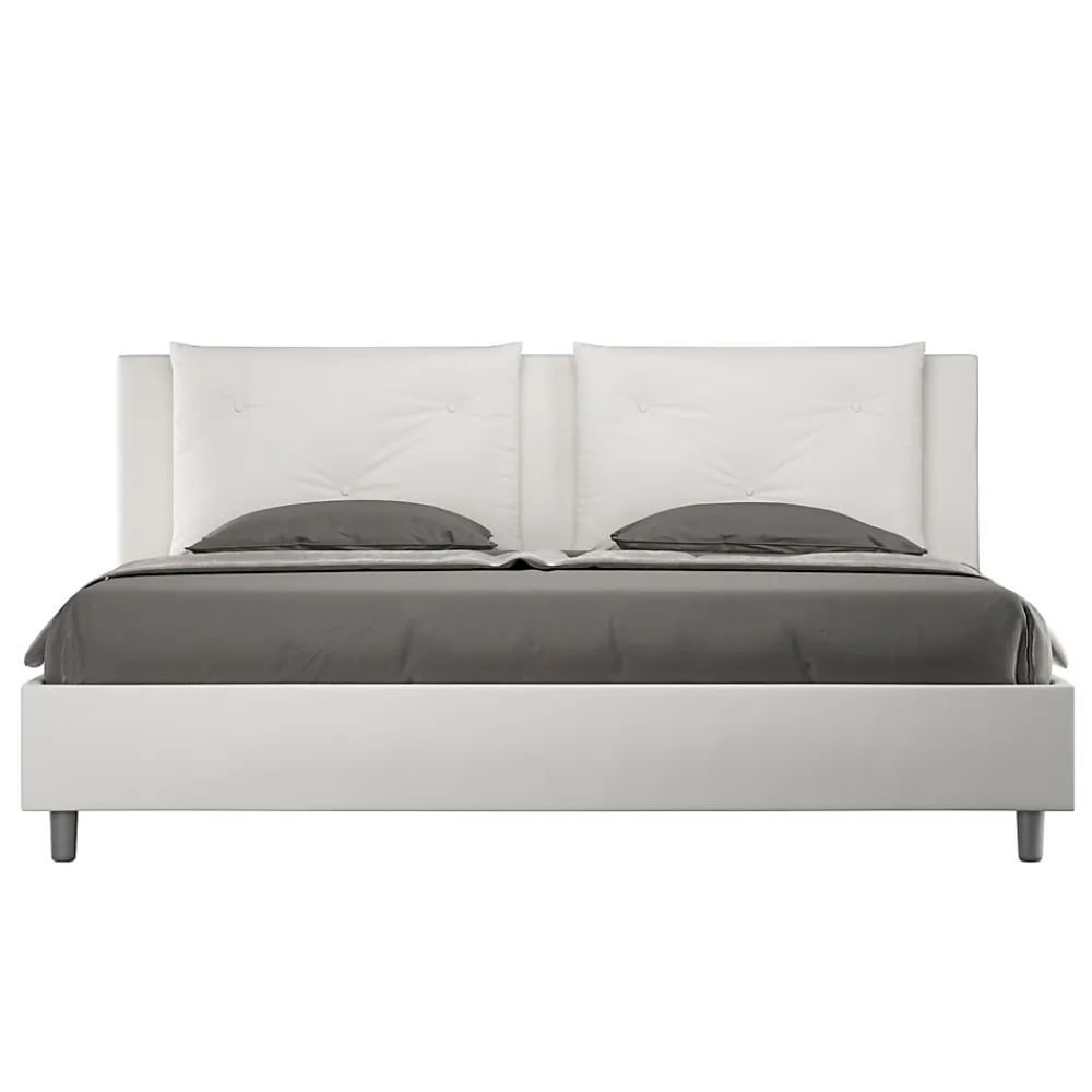 Ityhome Lit Appia en simili cuir blanc avec sommier tapissé 180x190* Lit Coffre