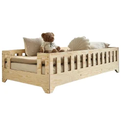 Petits-Meubles Lit au sol 90x190 entree laterale sommier inclus Clarisse Bois*Enfant Lit Enfant
