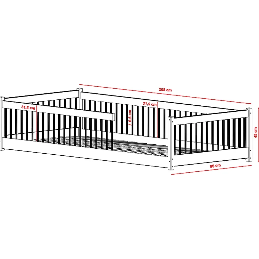 Petits-Meubles Lit au sol 90x200 sommier inclus Tamara Bois*Enfant Lit Enfant