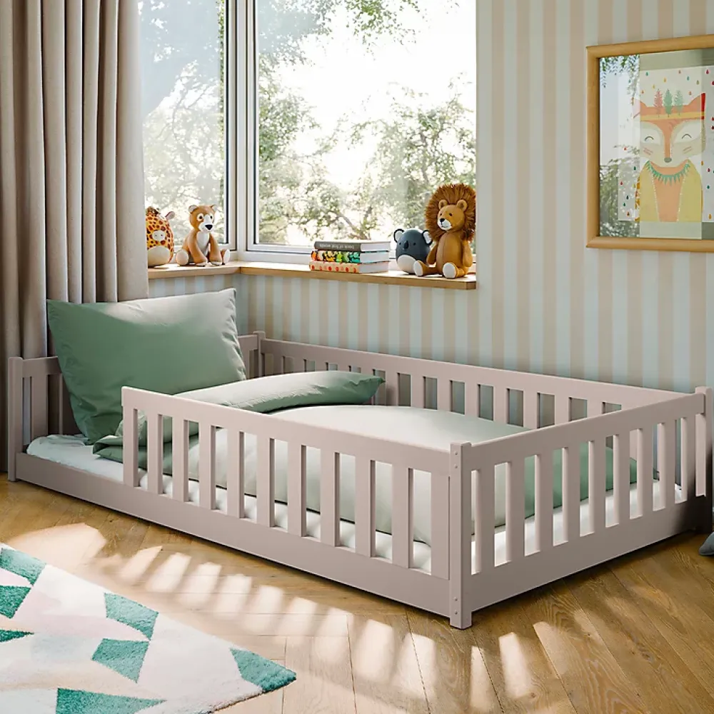 Petits-Meubles Lit au sol 120x200 sommier inclus Maya Cachemire*Enfant Lit Enfant