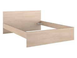 Vente-unique Lit avec 2 tiroirs 160 x 200 cm - coloris : Naturel et beige + Sommier - VELONA* Lit Avec Rangement