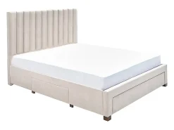 Vente-unique Lit avec 3 tiroirs 140 x 200 cm - Tissu - Beige + Matelas - LIAKO* Lit Avec Rangement