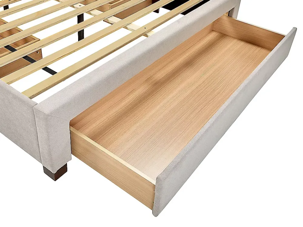 Vente-unique Lit avec 3 tiroirs 140 x 200 cm - Tissu - Beige + Matelas - LIAKO* Lit Avec Rangement