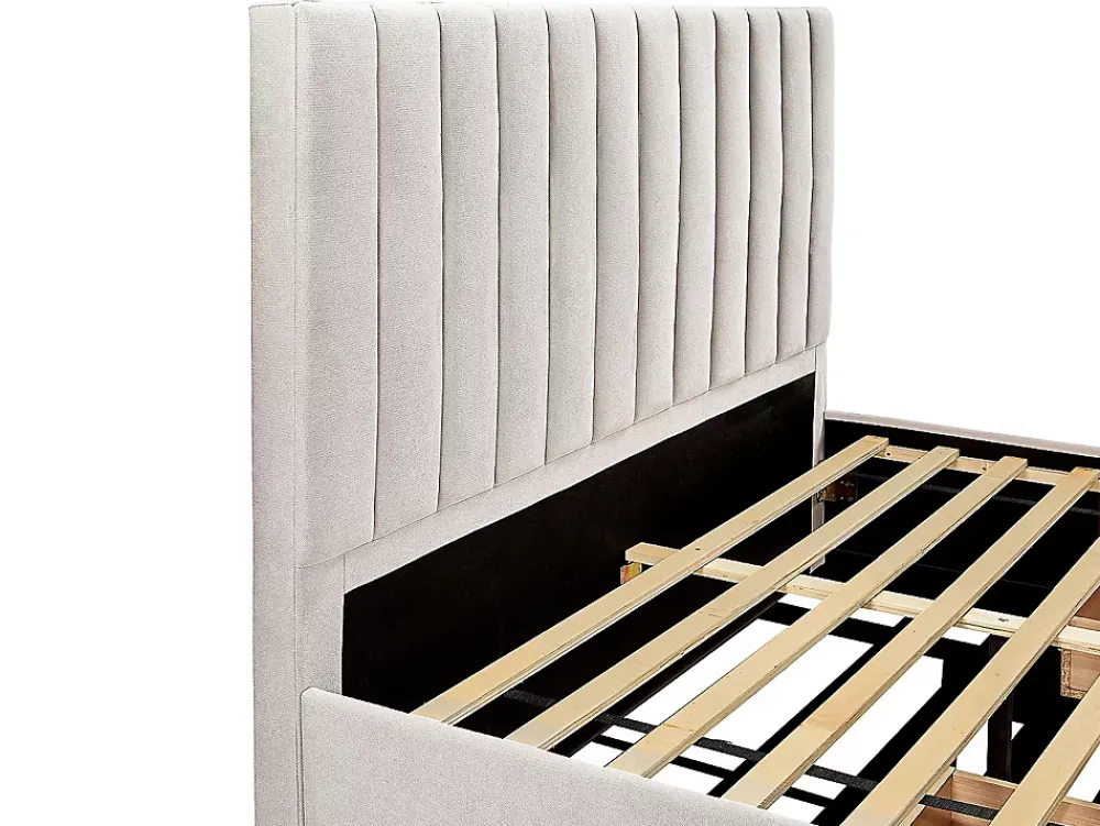 Vente-unique Lit avec 3 tiroirs 140 x 200 cm - Tissu - Beige + Matelas - LIAKO* Lit Avec Rangement