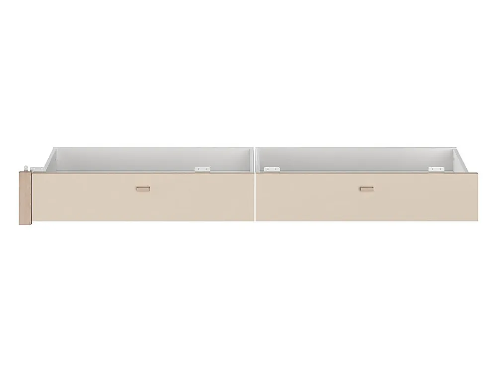 Lit avec 4 tiroirs 140 x 190 cm - coloris : Naturel et beige + Sommier - VELONA>Vente-unique New