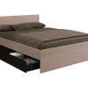 Vente-unique Lit avec 4 tiroirs 140 x 190 cm - Coloris : Naturel et noir - VELONA* Lit Avec Rangement