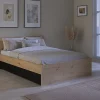 Vente-unique Lit avec 2 tiroirs 160 x 200 cm - Coloris : Naturel et noir - VARLY* Lit Avec Rangement