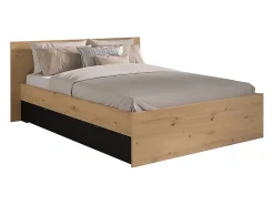 Vente-unique Lit avec 2 tiroirs 160 x 200 cm - Coloris : Naturel et noir - VARLY* Lit Avec Rangement
