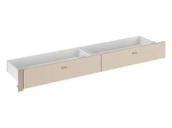 Vente-unique Lit avec 2 tiroirs 140 x 190 cm - coloris : Naturel et beige + Sommier - VELONA* Lit Avec Rangement