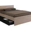 Lit avec 4 tiroirs 160 x 200 cm - Coloris : Naturel et noir - VELONA>Vente-unique