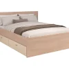 Lit avec 4 tiroirs 140 x 190 cm - coloris : Naturel et beige - VELONA>Vente-unique Outlet