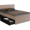 Lit avec 2 tiroirs 140 x 190 cm - Coloris : Naturel et noir - VELONA>Vente-unique Clearance