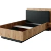Vente-unique Lit avec chevets 120 x 200 cm - 2 tiroirs - Avec LEDs - Coloris : Naturel et anthracite + Sommier - FRANCOLI* Lit Avec Rangement