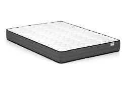 Vente-unique Lit avec chevets 160 x 200 cm - 2 tiroirs - Avec LEDs - Coloris : Naturel et anthracite + Sommier + Matelas - FRANCOLI* Lit Avec Rangement