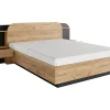 Lit avec chevets 160 x 200 cm - Avec LEDs - Coloris : Naturel et noir - JUVISIA>Vente-unique Best