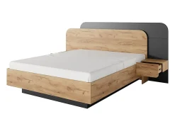 Lit avec chevets 160 x 200 cm - Avec LEDs - Coloris : Naturel et anthracite - DESADO>Vente-unique Sale