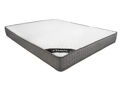 Lit avec chevets 160 x 200 cm - Avec LEDs - Coloris : Naturel et anthracite + Sommier + Matelas - ELYNIA><noscript><img width=