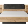 Vente-unique Lit avec chevets 140 x 190 cm - Avec LEDs - Coloris : Naturel et anthracite + Sommier + Matelas - ELYNIA* Lit Avec Rangement
