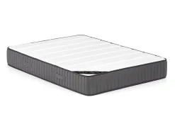Vente-unique Lit avec chevets 160 x 200 cm - Avec LEDs - Coloris : Naturel et anthracite + Sommier + Matelas - ELYNIA* Lit Avec Rangement