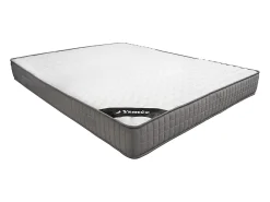 Vente-unique Lit avec chevets 160 x 200 cm - Avec LEDs - Coloris : Naturel et blanc + Sommier + Matelas - ELYNIA* Lit Avec Rangement