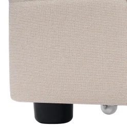 Lit avec rangement 90 x 200 cm - Lit Simple avec Tiroirs et LED - Lin Bois Métal - Sans Matelas - Beige><noscript><img width=