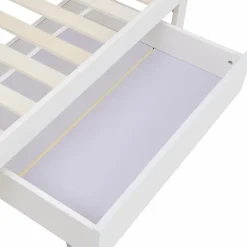 Generique Lit avec rangement 90x200 cm - Lit simple avec tiroirs et tête de lit - Pin massif + MDF - Sans Matelas - Blanc* Lit Simple