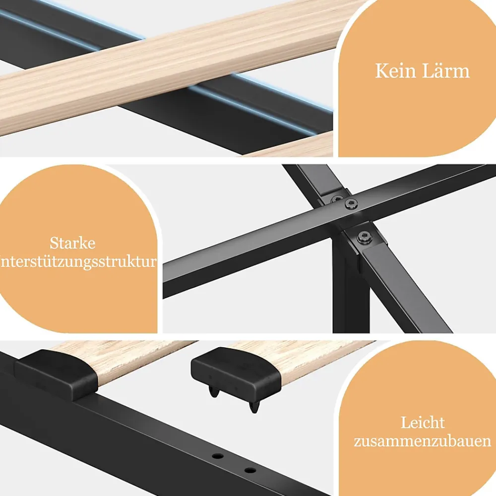 Okwish Lit avec rangement 140x200 cm - Lit double rembourré avec fonction USB Type-C et 4 tiroirs - Lin - Sans Matelas - Beige* Lit Coffre