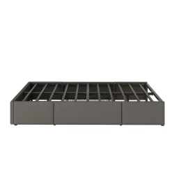 Lit avec rangement 90x200 cm - Lit simple avec 2 tiroirs et bande LED - Sans matelas - Gris><noscript><img width=
