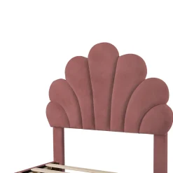 Lit avec rangement 90x200 cm simple enfant fille capitonné avec 2 ablagefächer et lattenrost, velours+bois rose, sans matelas><noscript><img width=