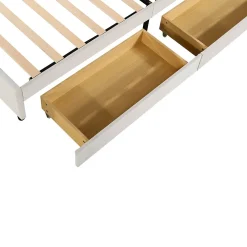Lit avec rangement 90x200 cm simple enfant fille capitonné avec 2 ablagefächer et lattenrost, velours+bois beige, sans matelas><noscript><img width=