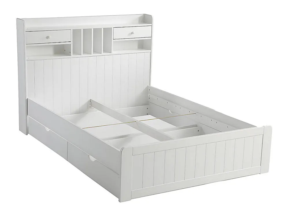 Lit avec rangements 140 x 190 cm - Blanc - MEDERICK>Vente-unique