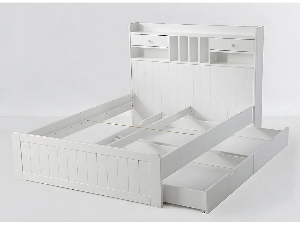 Lit avec rangements 140 x 190 cm - Blanc - MEDERICK>Vente-unique
